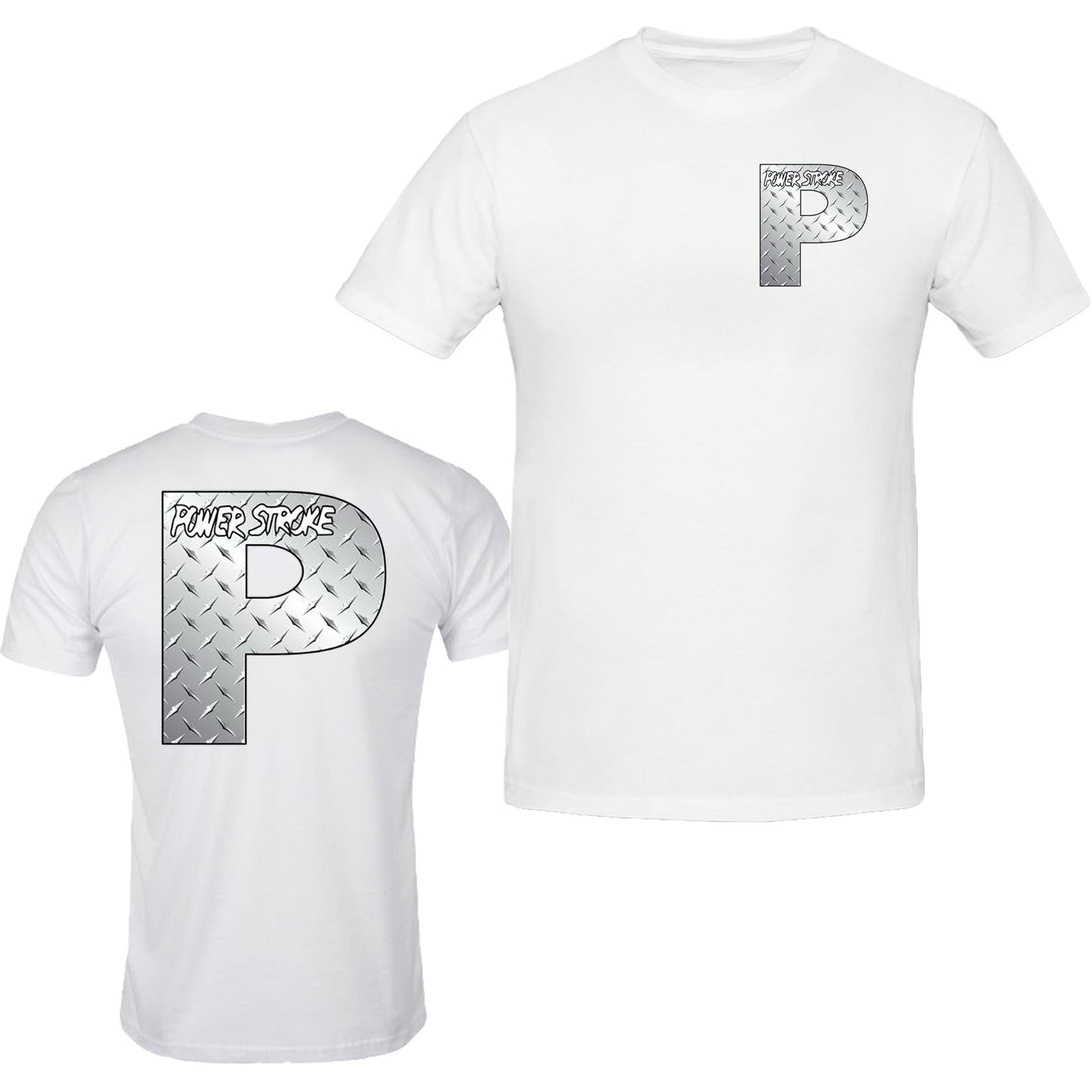 Powerstroke Silver Diesel Power Front & Back Ford Power Stroke Diesel T-Shirt Tee S-5XL