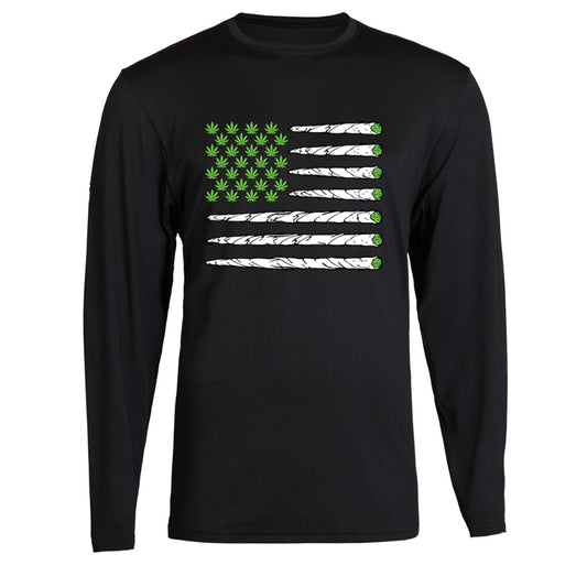 Usa Flag Weed Hoodie Dope Nation Unisex Black  S - 2XL Black Long Sleeve tee