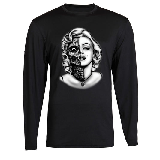 Skull Zombie Face Marilyn Monroe Tee Long Sleeve S-2XL