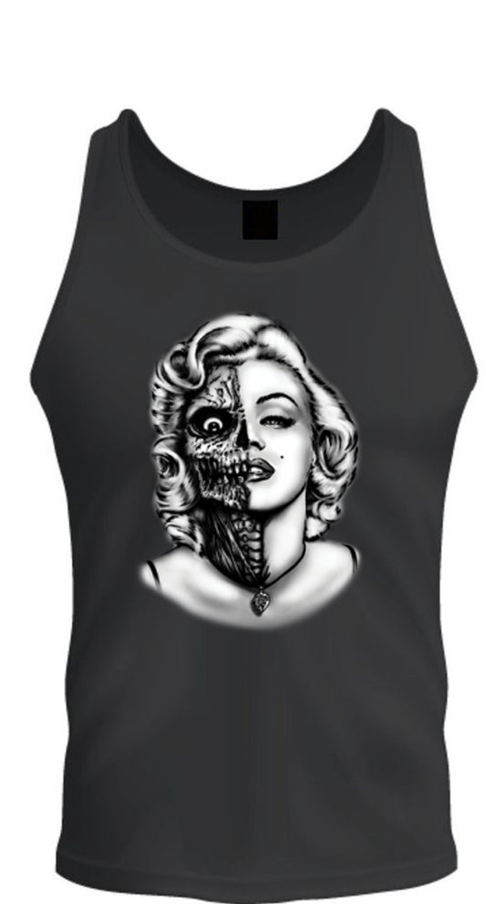 Skull Zombie Face Marilyn Monroe Tee S-2XL tee Tank Top