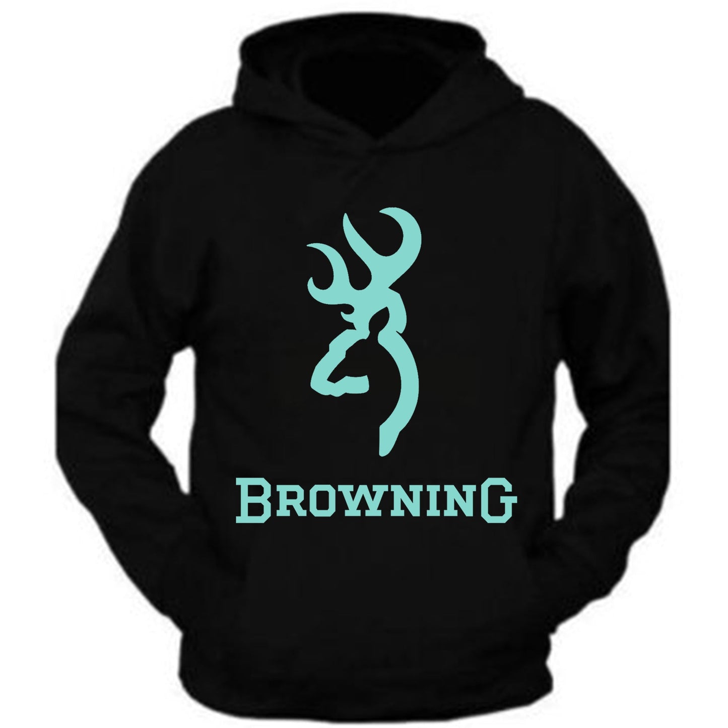 Browning Big Design Black Hoodie Hooded Sweatshirt Front S-5XL