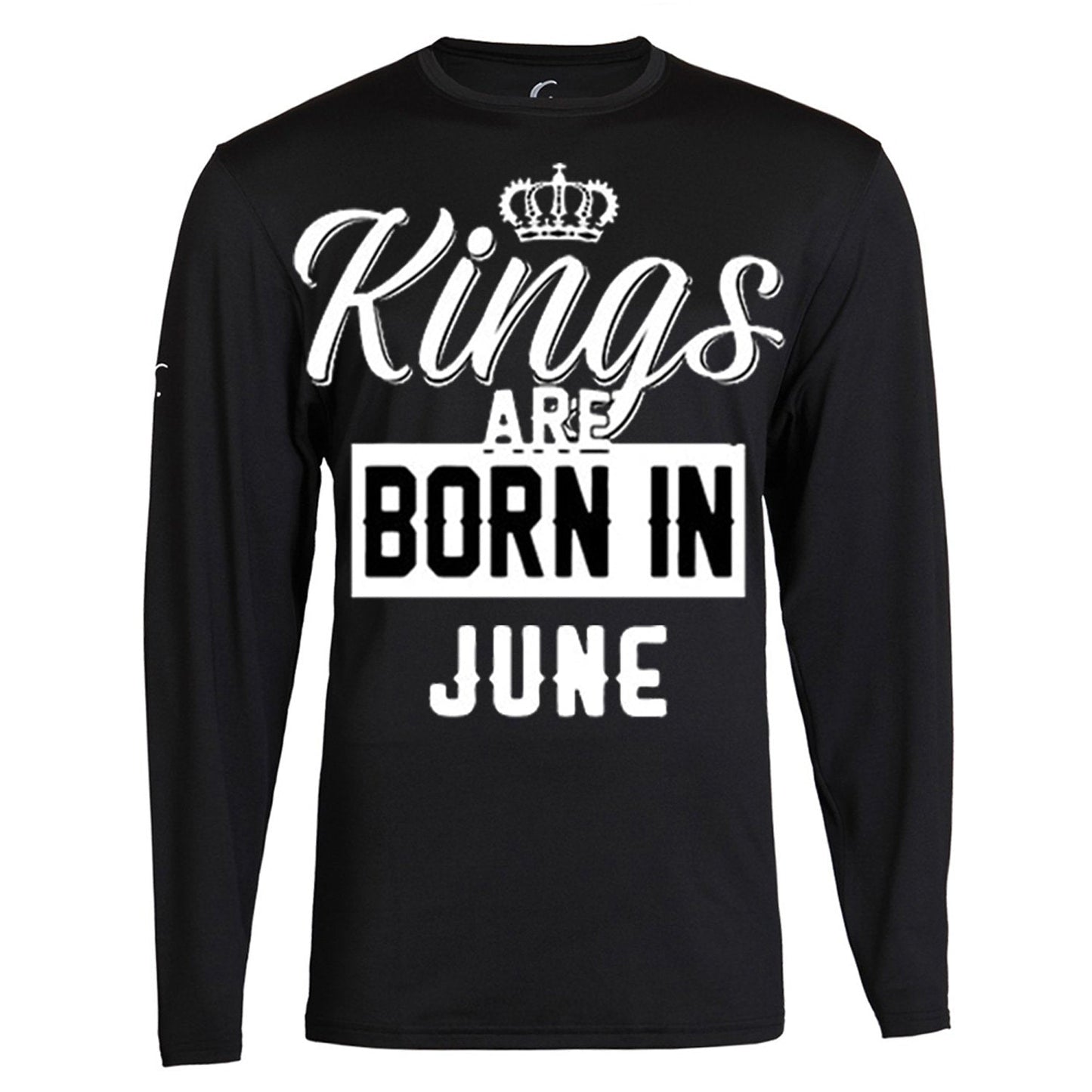 Kings Are Born In Month Age Birthday Month Gift Joke Humour Student College Casual T-shirt Mens Unisex Long Sleeve