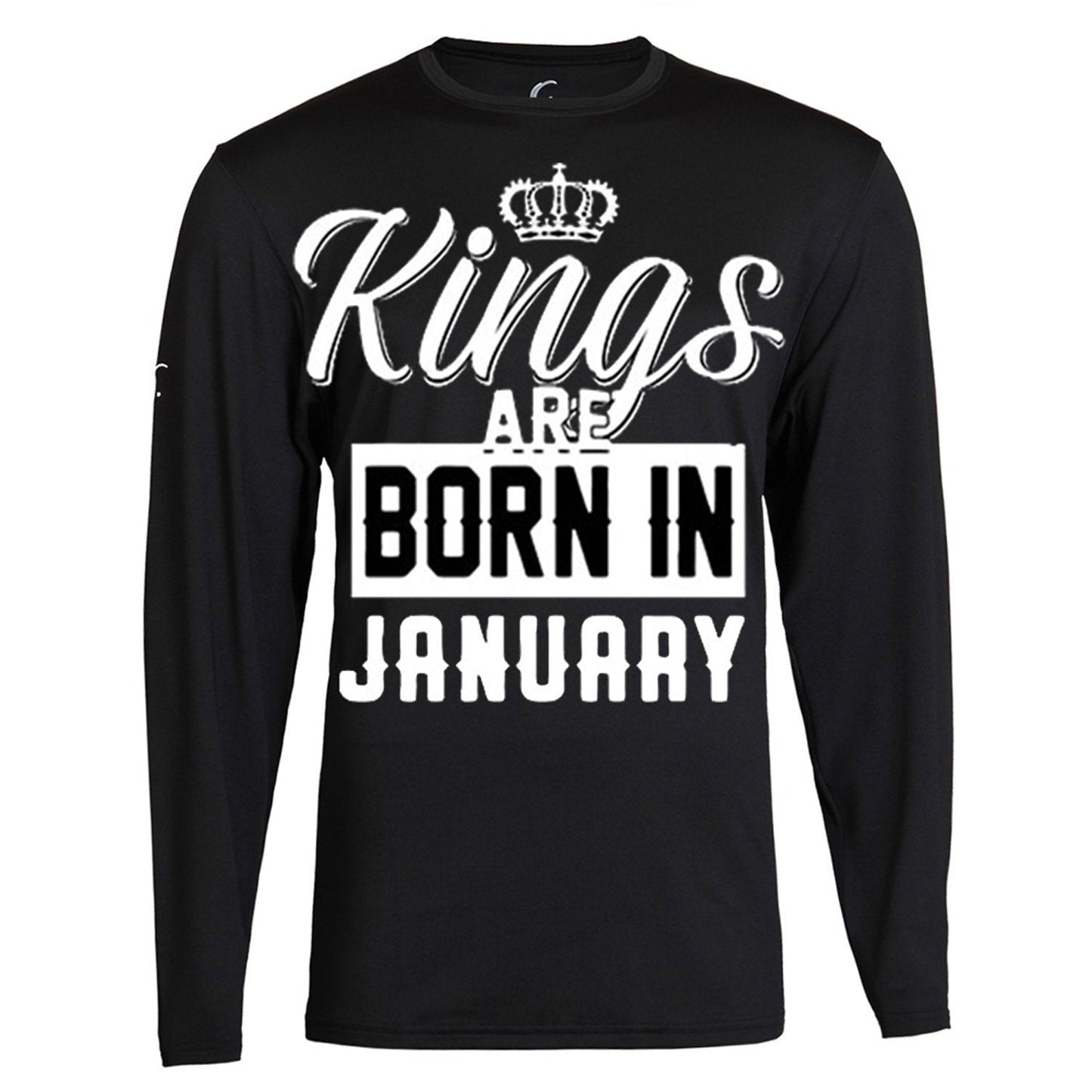 Kings Are Born In Month Age Birthday Month Gift Joke Humour Student College Casual T-shirt Mens Unisex Long Sleeve