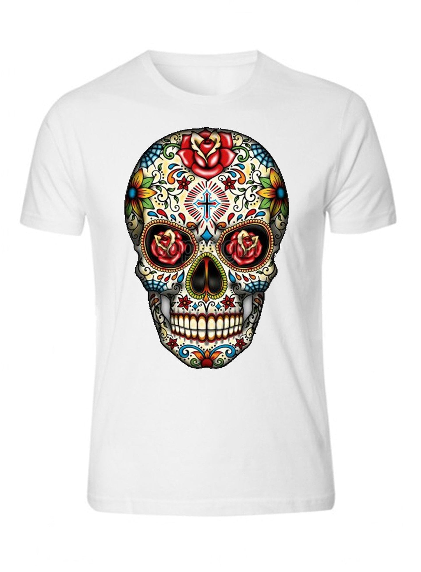 Sugar Skull Roses Eyes Day of The Dead Mexican Gothic Los Muertos T-Shirt Tee