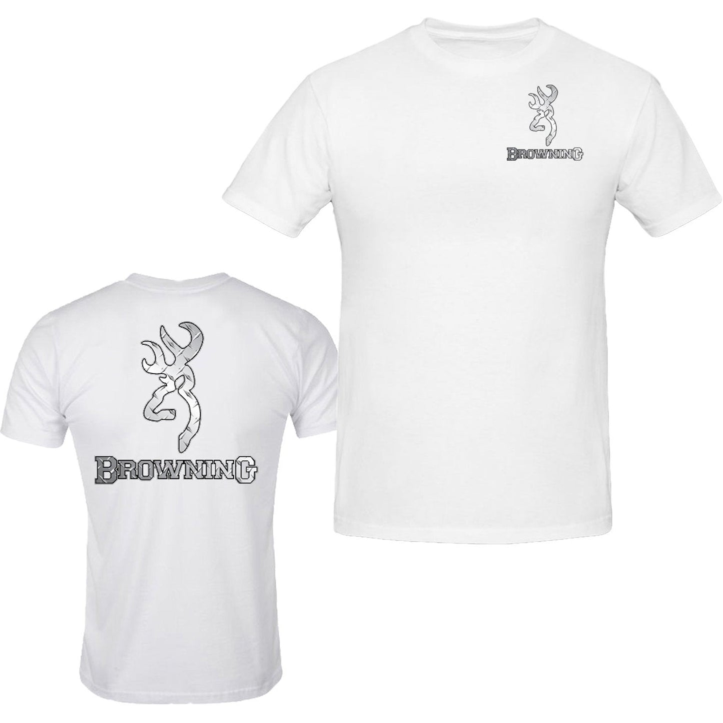 Silver Browning Pocket Design Black Front & Back T-Shirt Tee