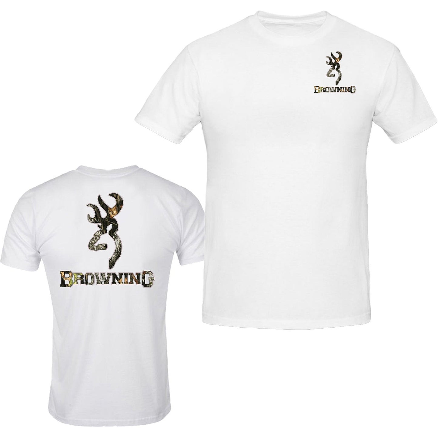 Camo Browning Pocket Design Black Tee Front & Back S - 5XL T-Shirt Tee