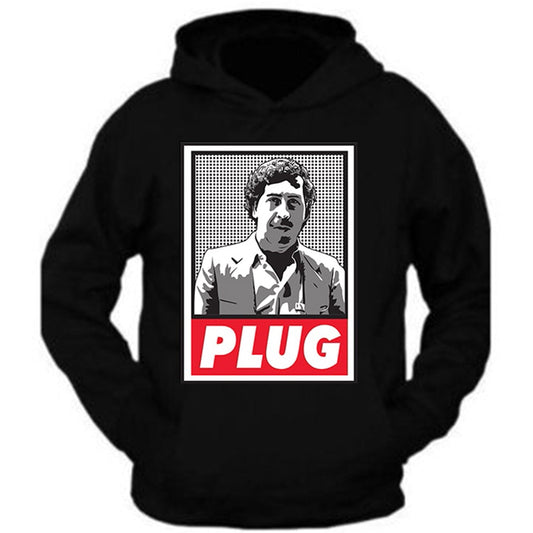 Pablo Escobar Mens Tee Plug Plomo Columbian Drug Lord Medellin Hoodie