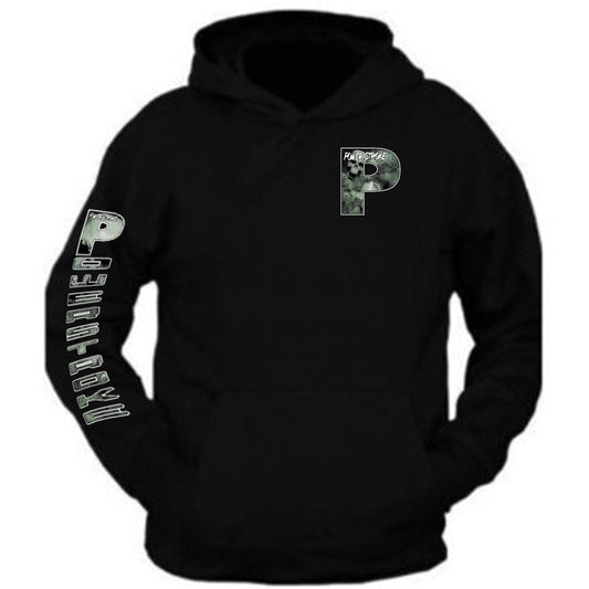 Power Stroke Skull Pocket Design Color Black Hoodie Hooded Sweatshirt