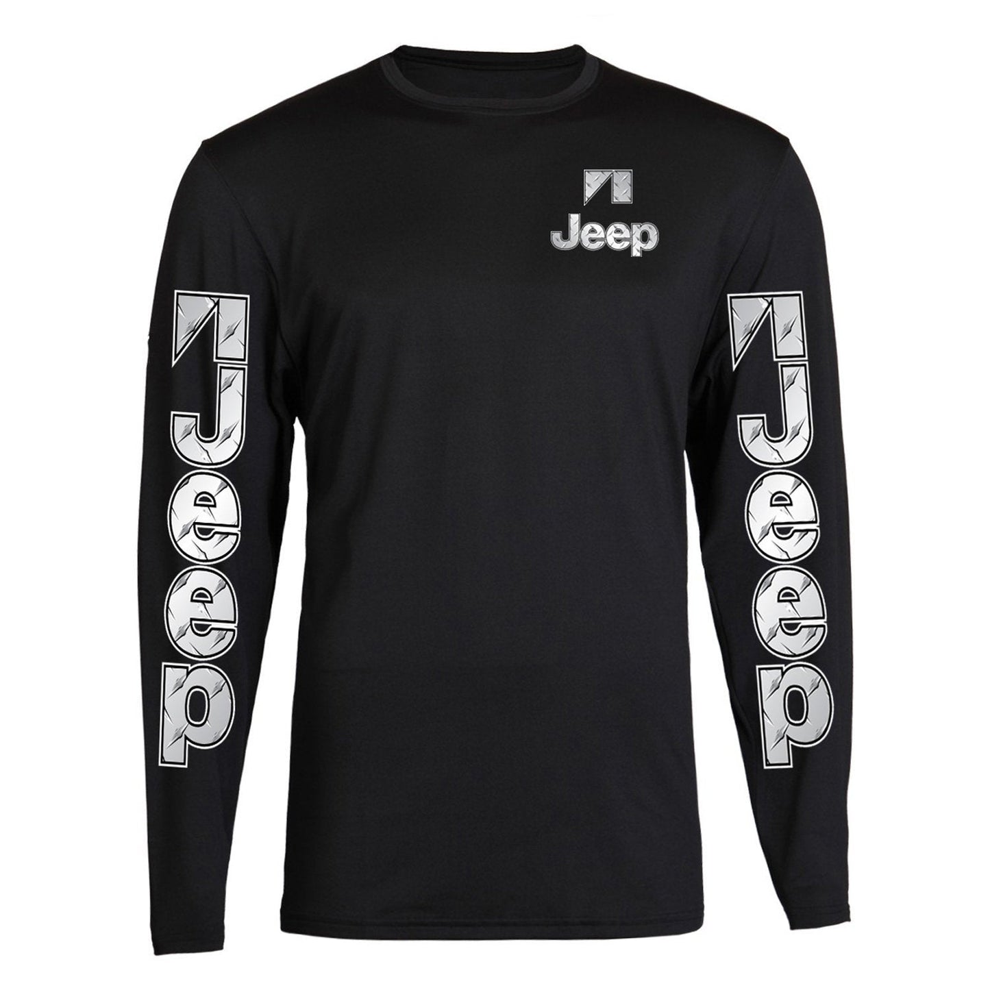 Silver Metal Jeep S - 2XL 4x4 Off Road Long Sleeve Tee