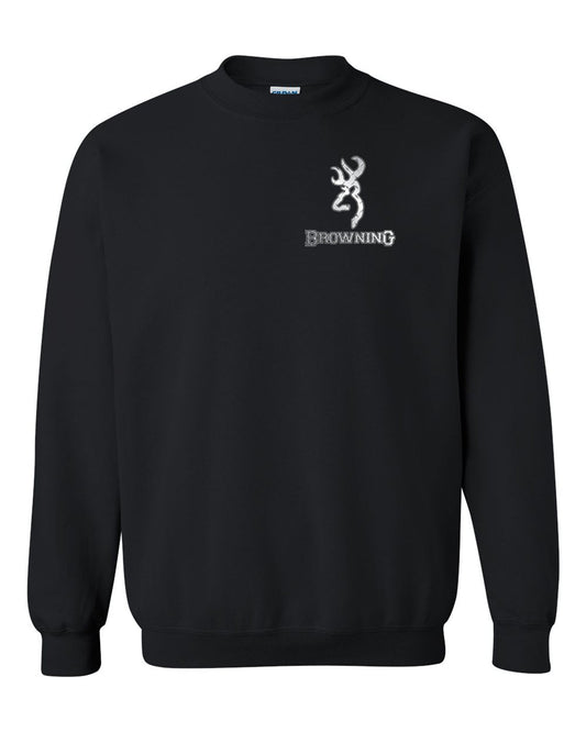 Silver Browning Pocket Design Black Unisex Crewneck Sweatshirt Tee