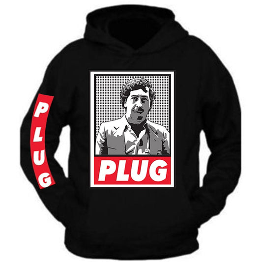 Pablo Escobar Mens Tee Plug Plomo Columbian Drug Lord Medellin Hoodie