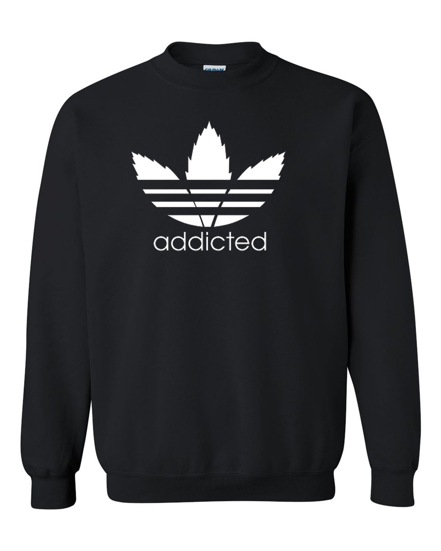 Addicted Tee Sweatshirt Weed Blunt Kush Dope Swag Marijuana Shirt Flag Unisex Black Crewneck Sweatshirt Tee