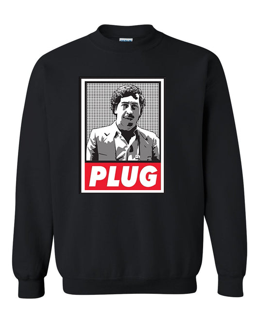 Pablo Escobar Mens Tee Plug Plomo Columbian Drug Lord Medellin Plug Unisex Black Crewneck Sweatshirt Tee