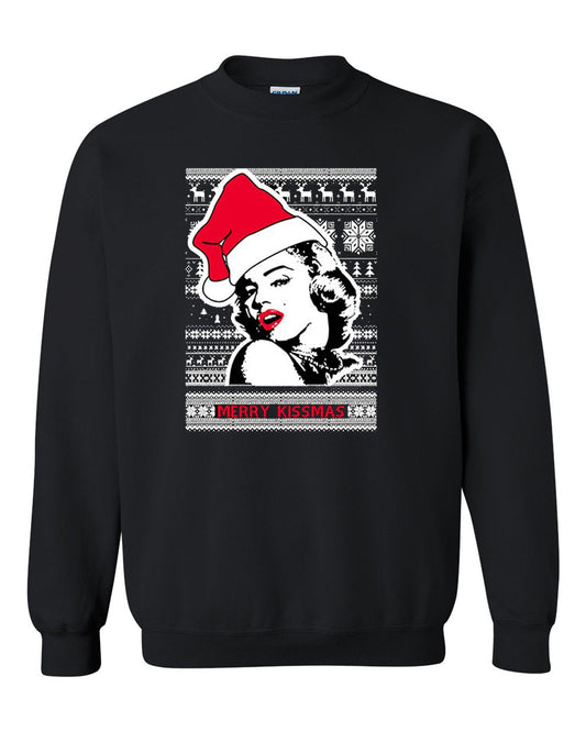 Merry Kissmas marilyn monroe Christmas Sweater Unisex Crewneck Sweatshirt Tee