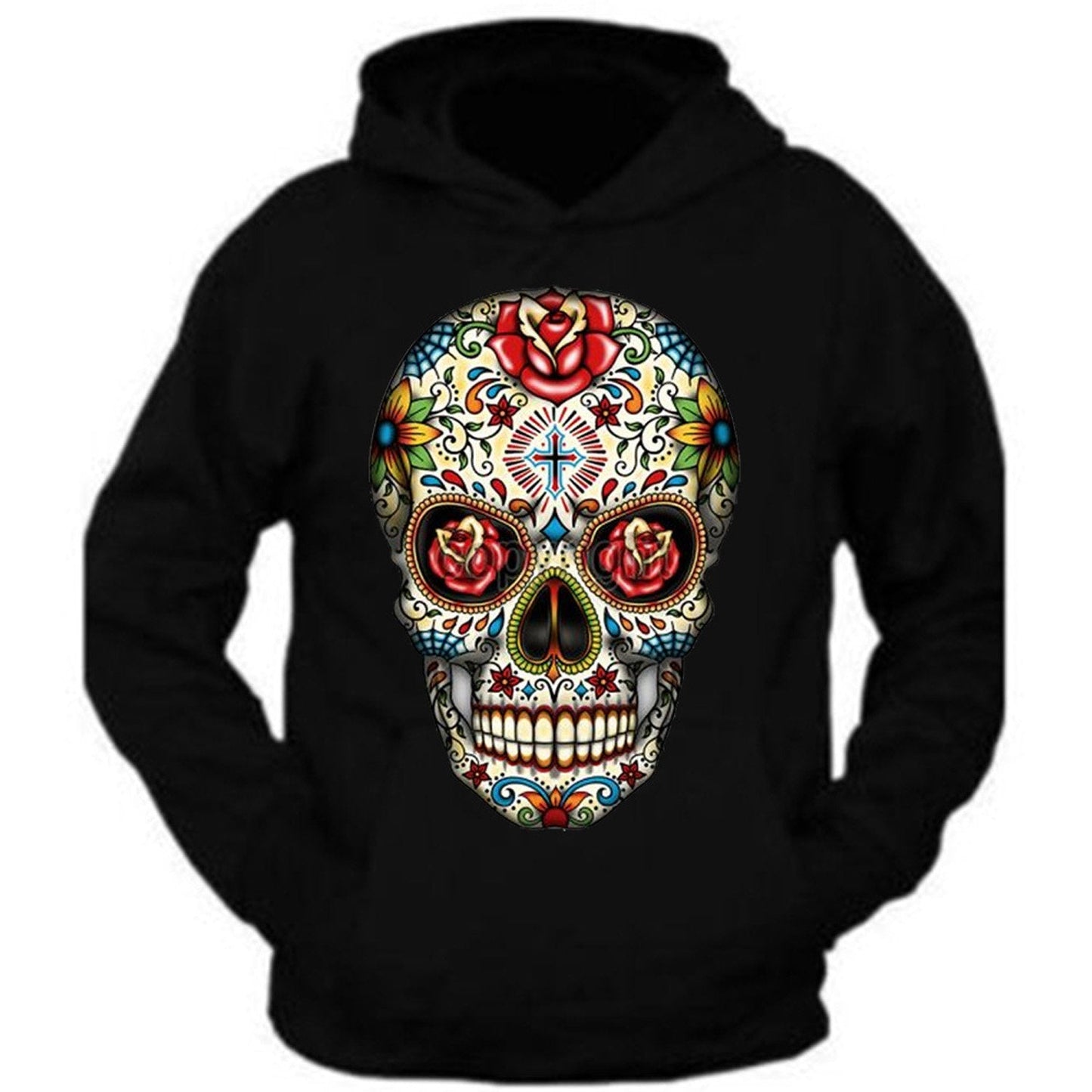 Sugar Skull Roses Eyes Day of The Dead Hoodie Mexican Gothic Los Muertos tee