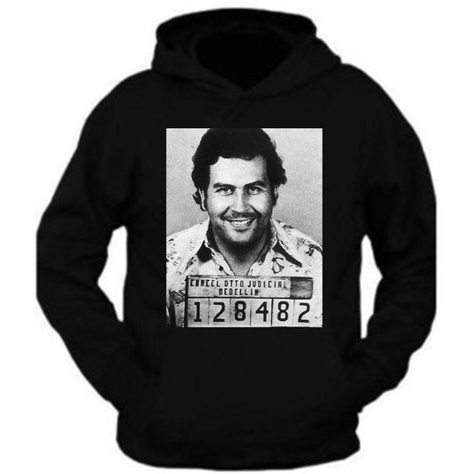 Pablo Escobar Smiling Mug Shot Adult Mens Hoodie Pablo Escobar Plug Tee Plata o Plomo Columbian Drug Lord Medellin