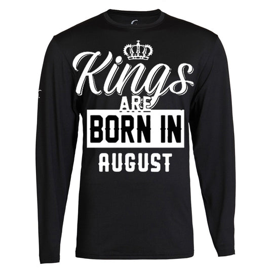 Kings Are Born In Month Age Birthday Month Gift Joke Humour Student College Casual T-shirt Mens Unisex Long Sleeve