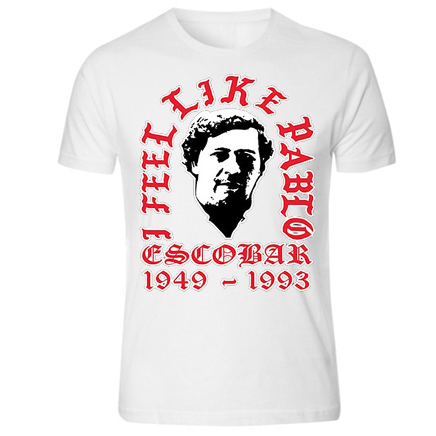 Pablo Escobar Smiling Mug Shot Adult Mens Pablo Escobar Plug Tee Plata o Plomo Columbian Drug Lord Medellin T-Shirt Tee