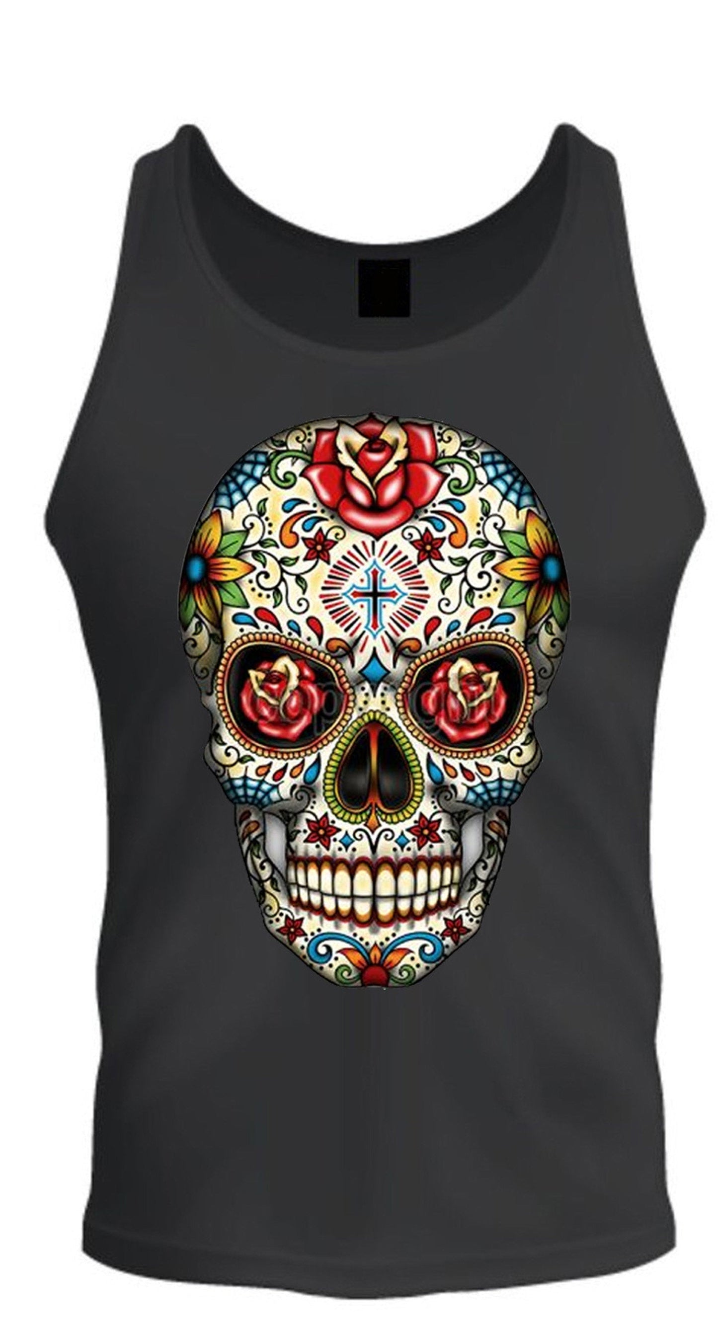 Sugar Skull Roses Eyes Day of The Dead Mexican Gothic Los Muertos teeTee Tank Top