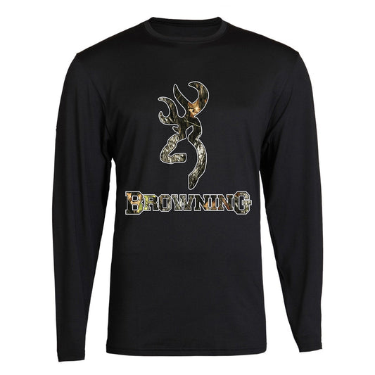 Camo Browning Design Black Long Sleeve Tee