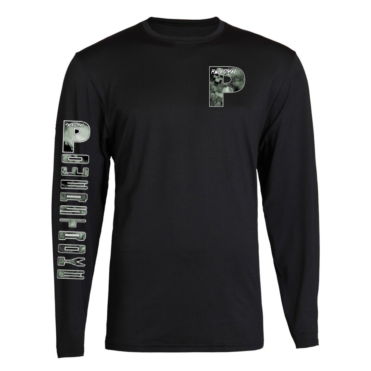 Power Stroke Skull Pocket Design Color Black Long Sleeve Tee