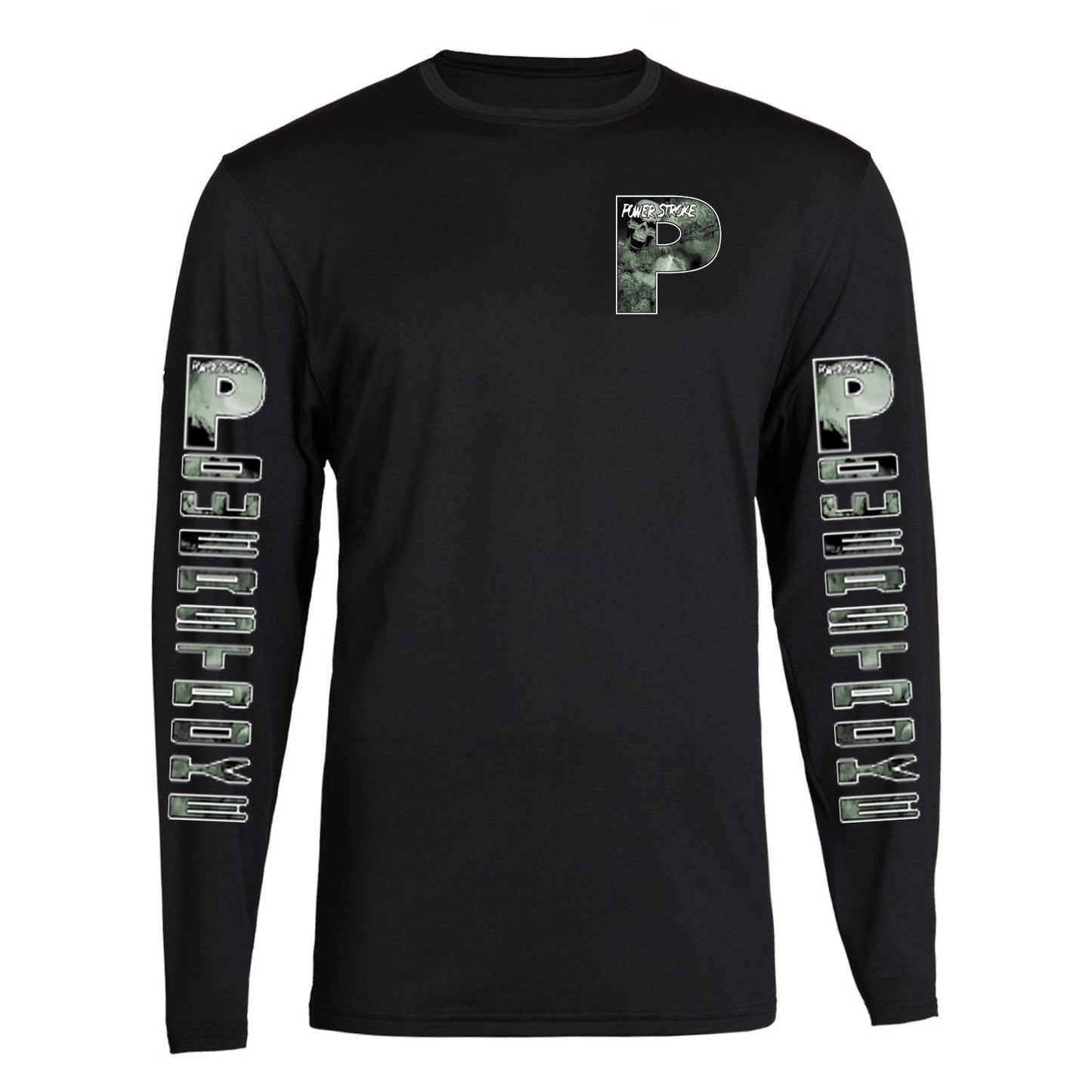 Power Stroke Skull Pocket Design Color Black Long Sleeve Tee