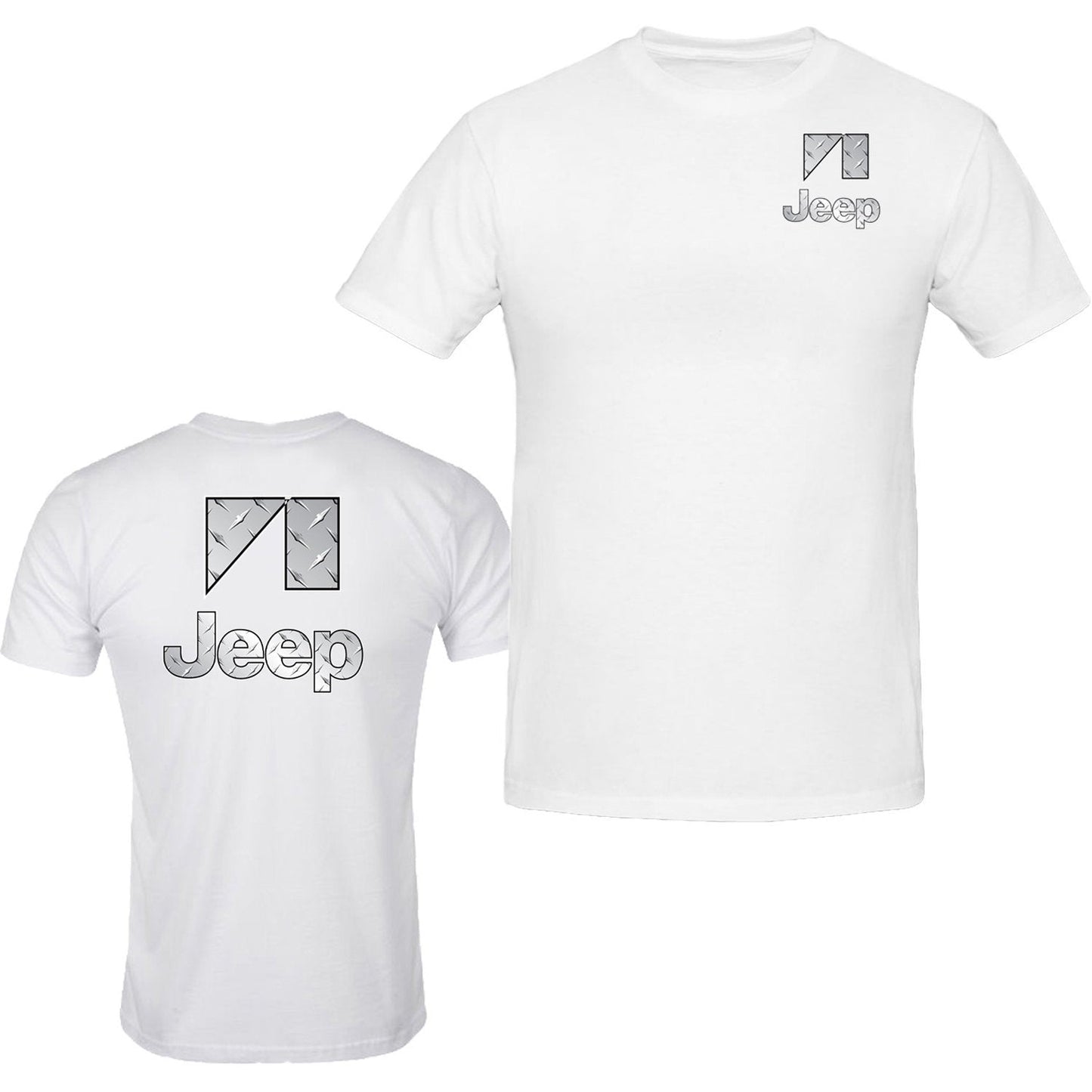 New Silver Metal Jeep S - 5XL 4x4 Off Road T-Shirt Tee Front & Back