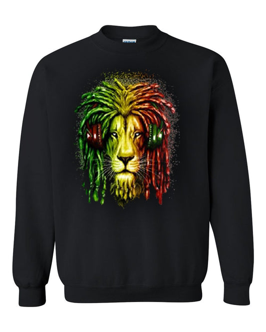 Bob Marley Smoking Joint Rasta One Love Lion Zion Unisex Black Crewneck Sweatshirt Tee