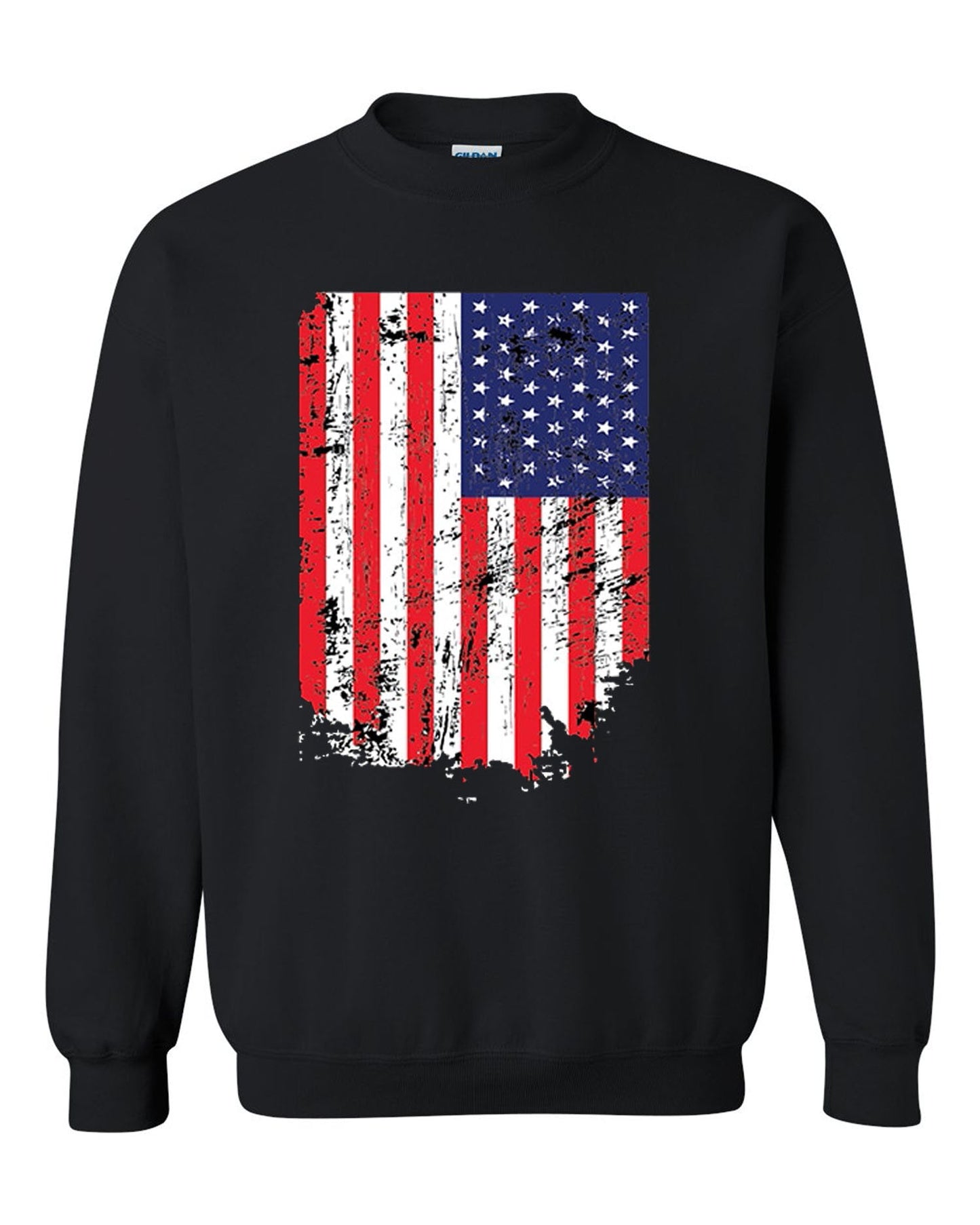 Usa Flag Black Crewneck Sweatshirt Tee