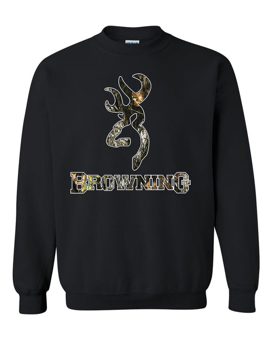 Camo Browning Pocket Design Black Unisex Crewneck Sweatshirt Tee