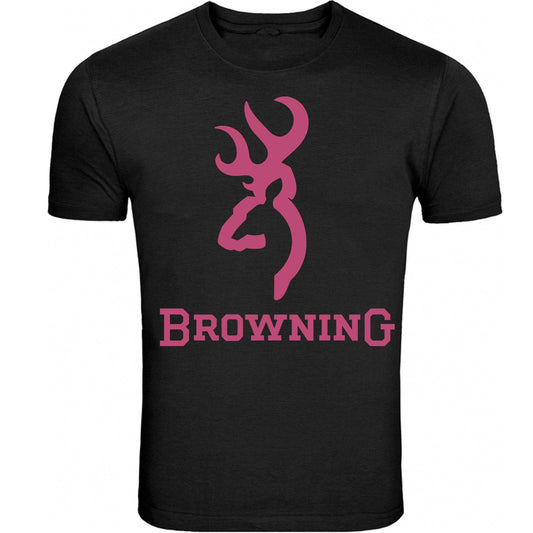 Pink Browning Pocket Design Black Front Design T-Shirt Tee