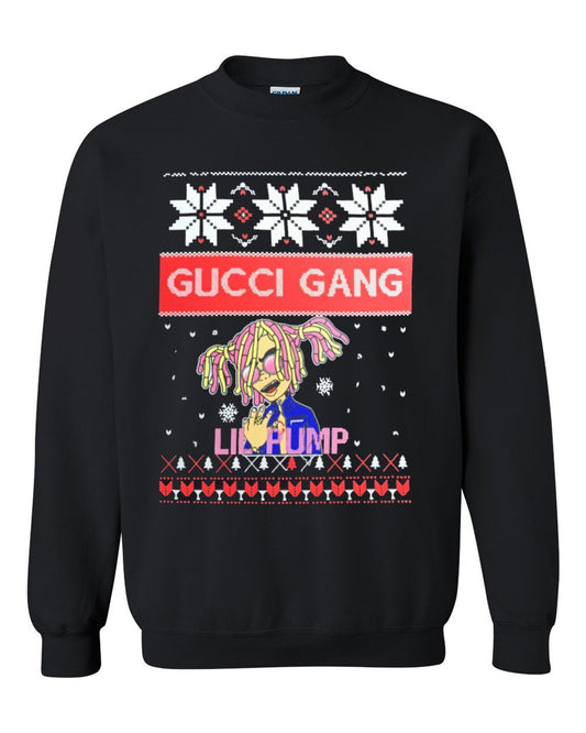 Christmas Gucci Gang Raper Lil Pump Christmas Unisex Xmas Crewneck Sweatshirt Tee