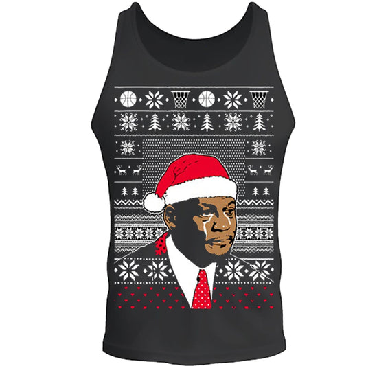 Merry christmas Mike Tyson basketball Christmas Tee S -2XL Black Tank Top