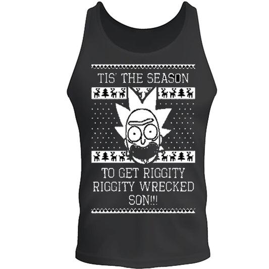 Christmas Tee is the season to get riggity Christmas Tee S -2XL Black Tank Top