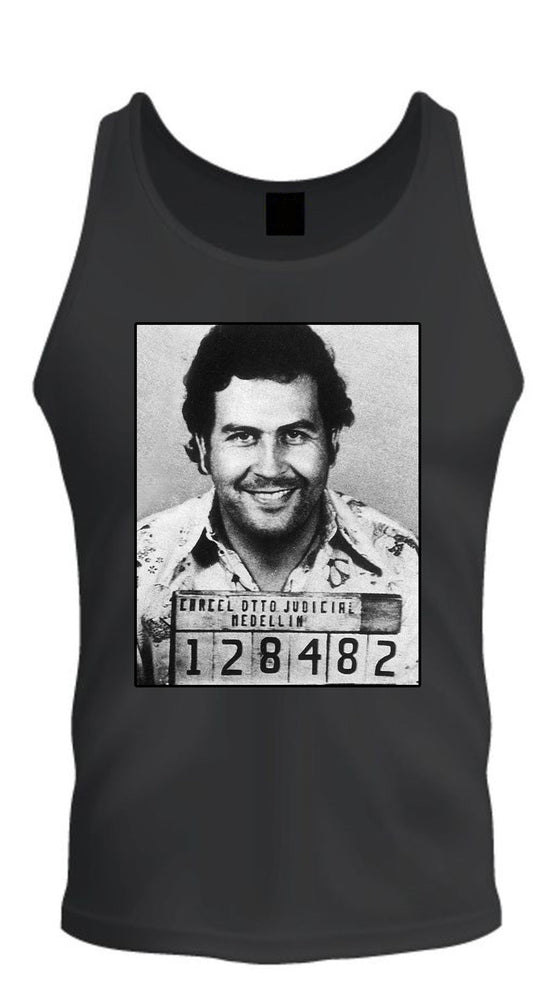 Pablo Escobar Smiling Mug Shot Adult Mens Pablo Escobar Plug Tee Plata o Plomo Columbian Drug Lord Medellin Tee S-2XL tee Tank Top